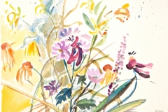 10005, bunte Blumen, Aquarell / Papier, 40x50 cm