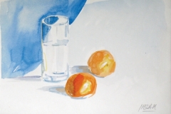 949, Obst mit Wasserkrug, 1973, Aquarell, 36 x 25 cm