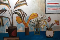 0717, Blumentöpfe, 1985, 70x100 cm, Acryl / Karton