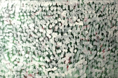0321, weiße Tropfen, 1978, 130x85 cm, Acryl / Hartfaserplatte